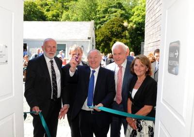 Minister of State at the Department of Transport, Tourism and Sport Michael Ring cuts the tape to reopen Derrynane House in County Kerry following the 1.25million euro refurbishment on Tuesday. Also in picture are John McMahon, OPW Commissioner, Senator Tom Sheahan, Minister Jimmy Deenihan and Philomena O'Connor, Manager.